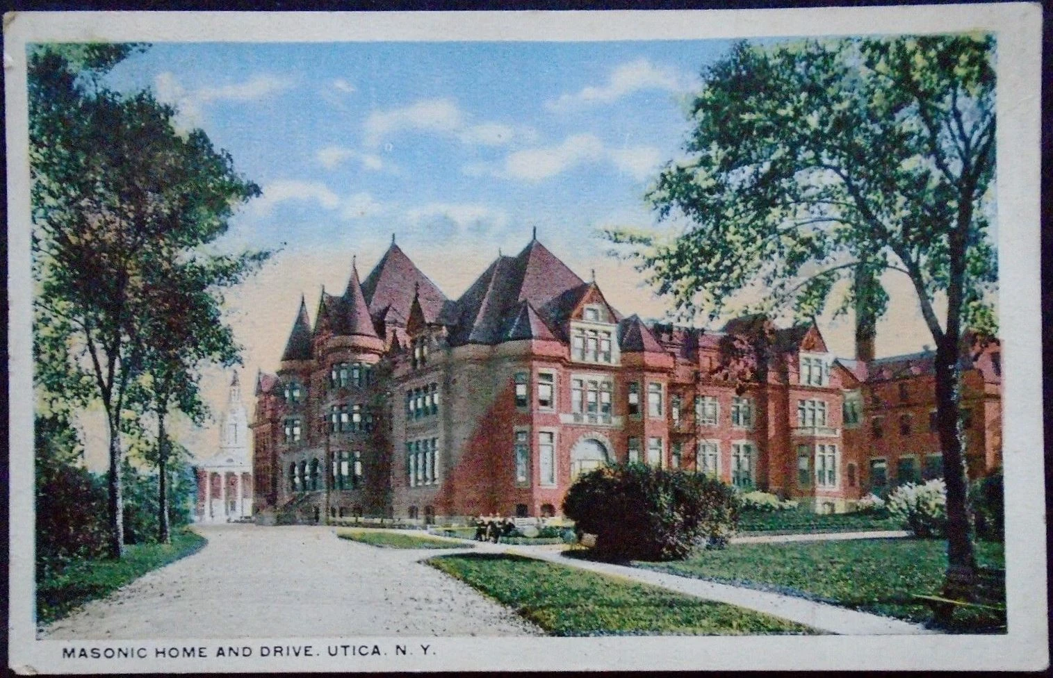 Utica, NY, Masonic Home and Drive, postmarked 1923